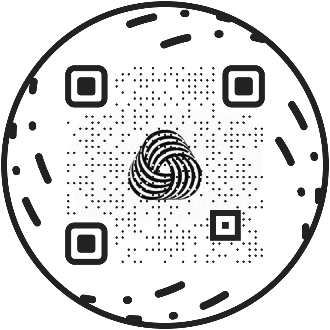 A screenshot of a QR code with a logo background